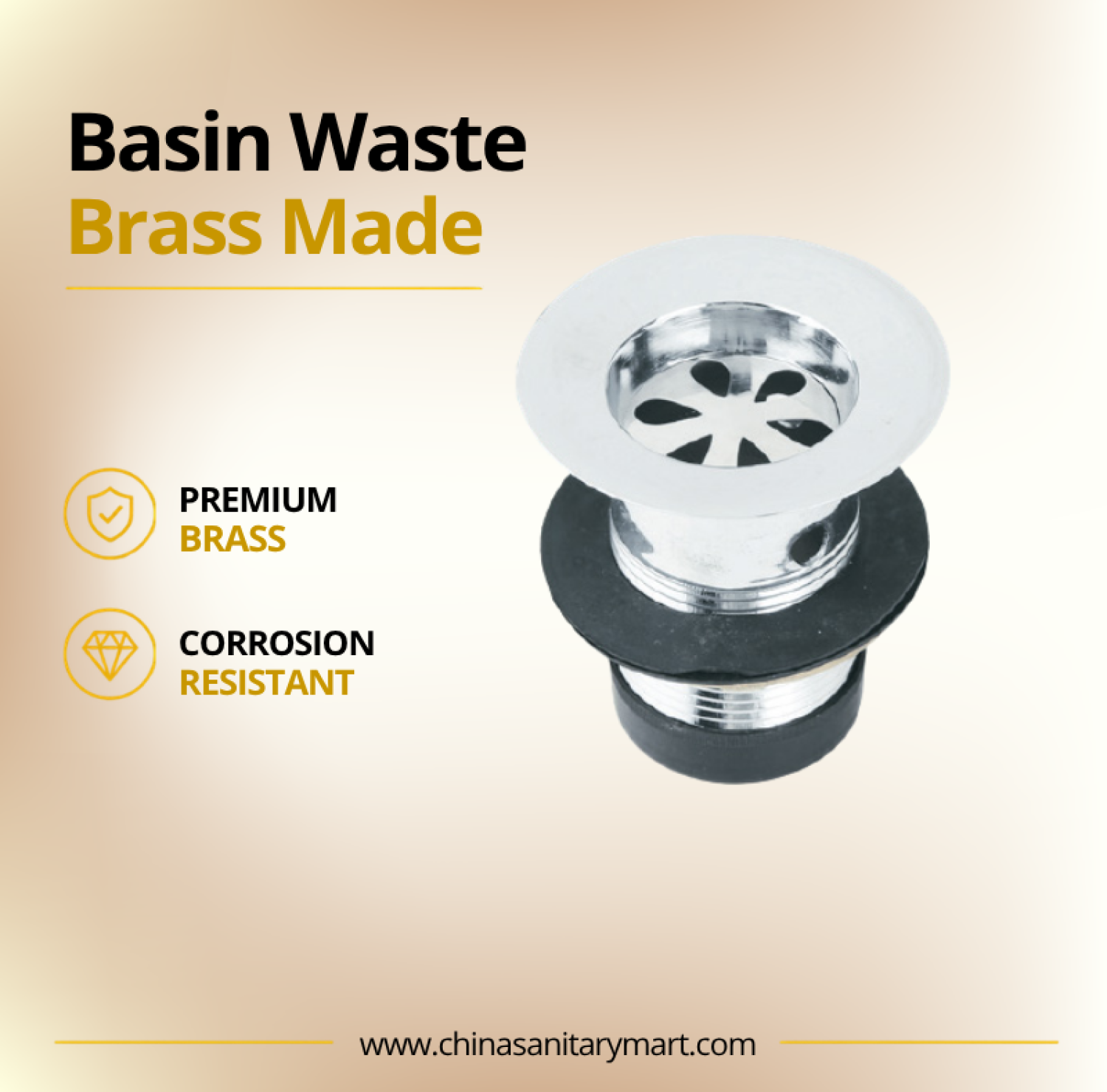 Ast Basin Waste Net, brass basin waste, chrome basin waste, basin waste with net, corrosion resistant basin waste, wash basin drain, 12 years guarantee