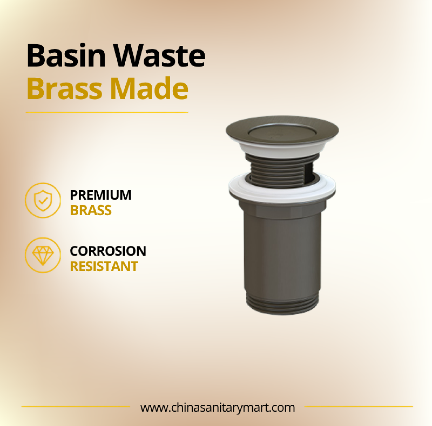 AST Basin Waste Titan, Chrome brass basin waste, premium brass basin drain, bathroom basin waste, Chrome waste fitting, perforated basin drain, AST Titan waste, bathroom drain fitting, brass basin drain