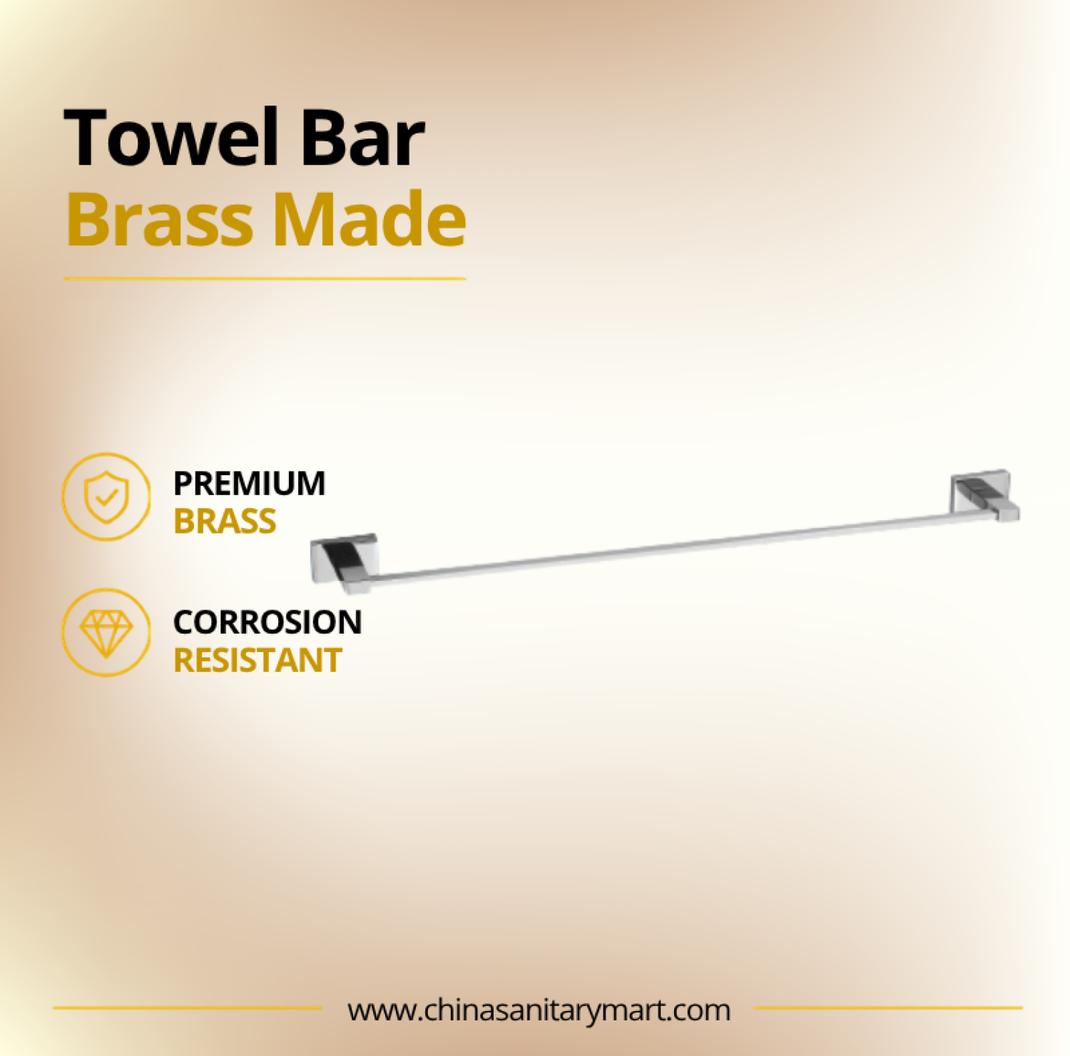 AST Bath Towel Bar Silver, silver brass towel bar, chrome bathroom towel rack, wall mounted silver towel holder, AST bathroom accessories, premium brass towel rack