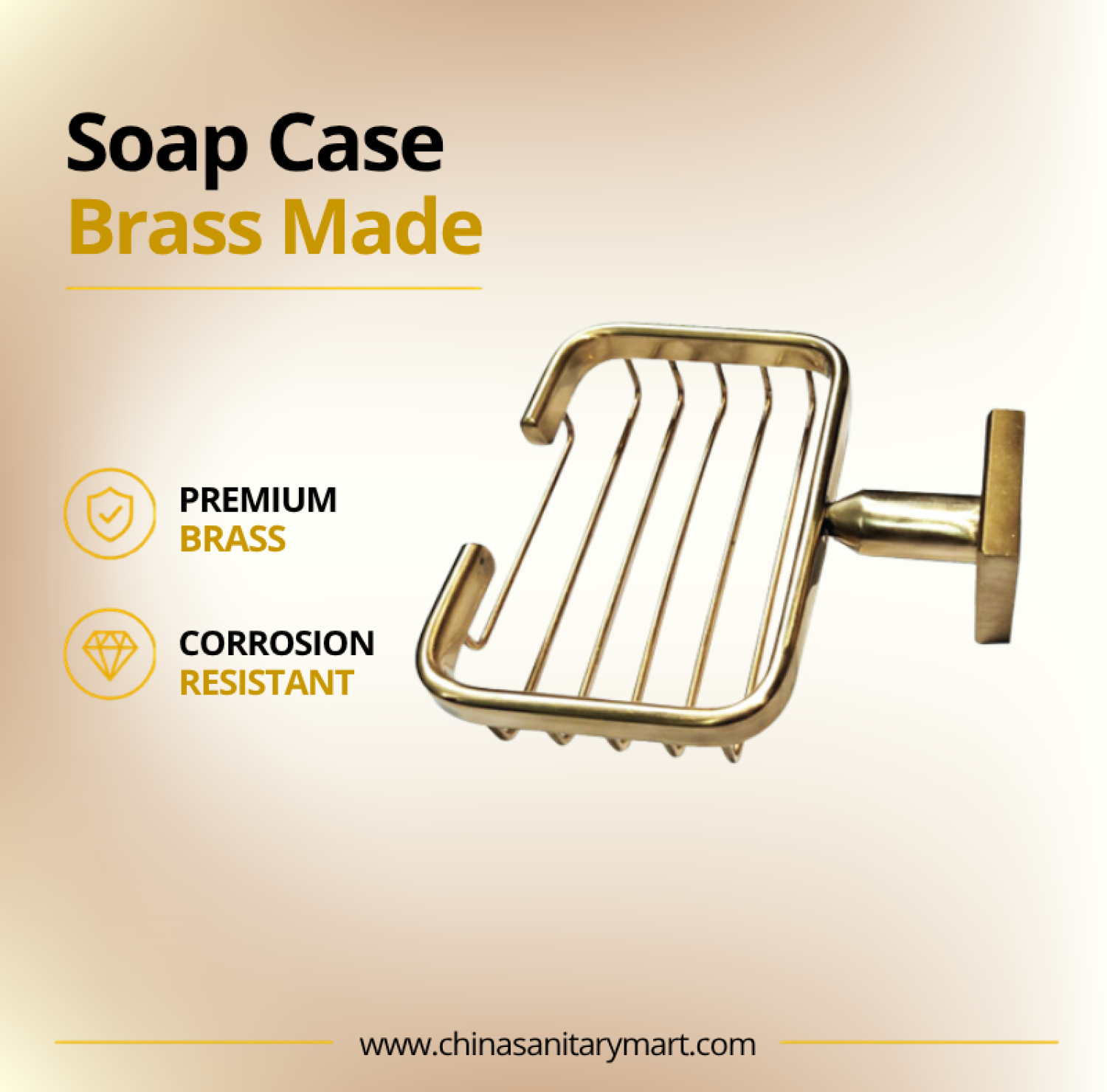 AST Net Soap Case Golden, golden brass soap holder, golden net soap case, wall mounted bathroom soap holder, AST bathroom accessories, brass net soap dish