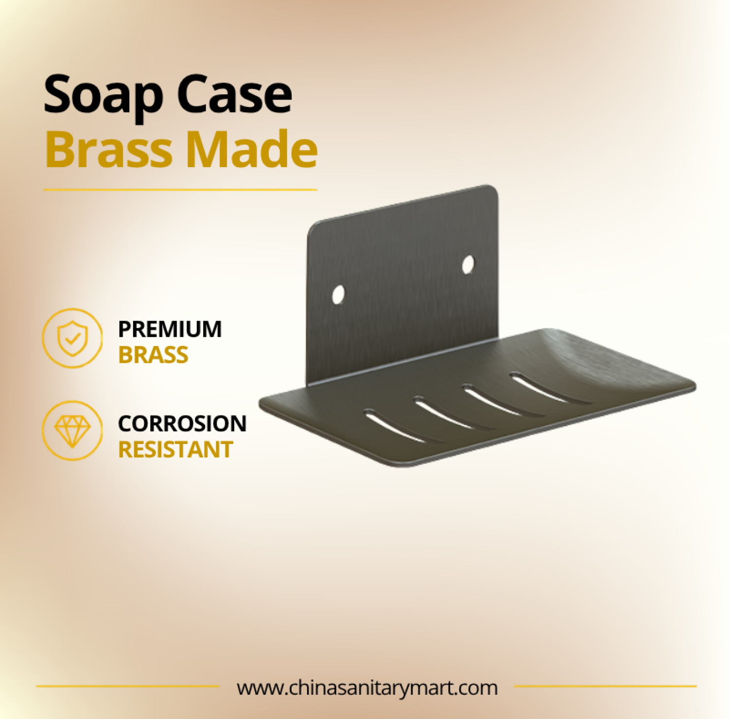 AST Soap Case Titan, brass wall mounted soap holder, Titan finish soap case, bathroom soap dish, AST bathroom accessories, wall mounted brass soap holder