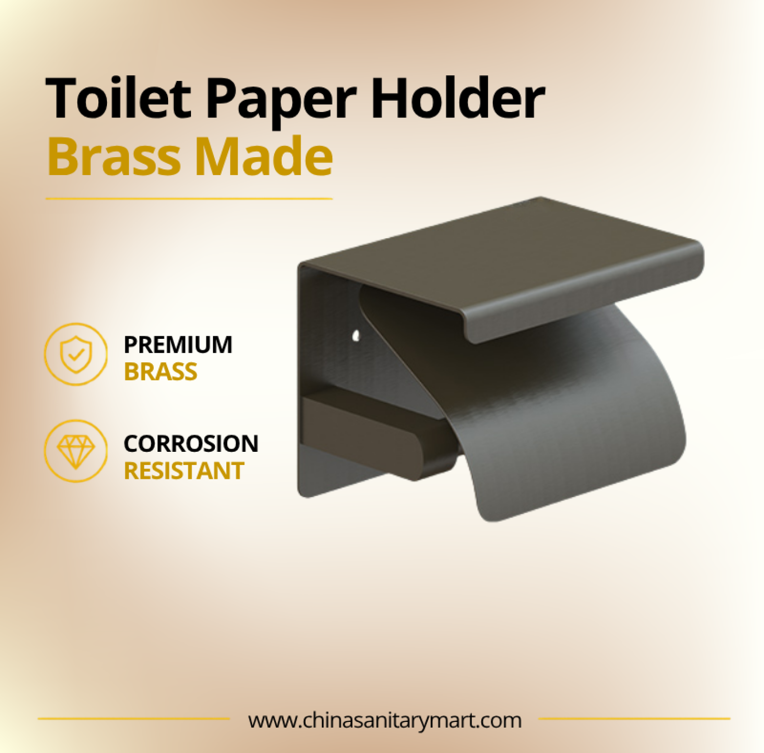 AST Toilet Paper Holder Titan, titan brass toilet paper holder, dark metallic tissue holder, covered bathroom tissue holder, wall mounted toilet paper holder, AST bathroom accessories