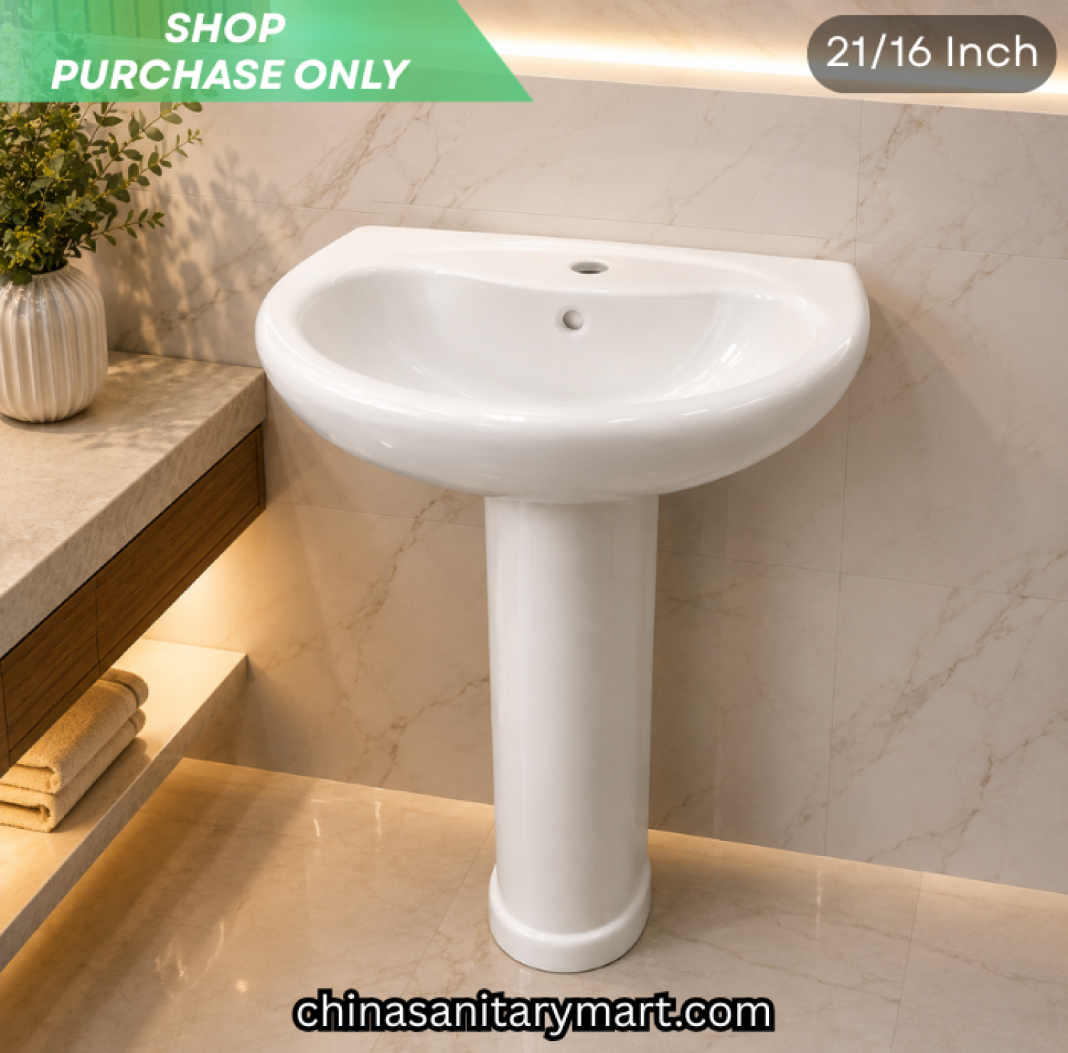 21x16 inch CH121 moon pedestal basin, white ceramic pedestal wash basin, moon shape bathroom basin, glossy white pedestal basin, CH121 wash basin