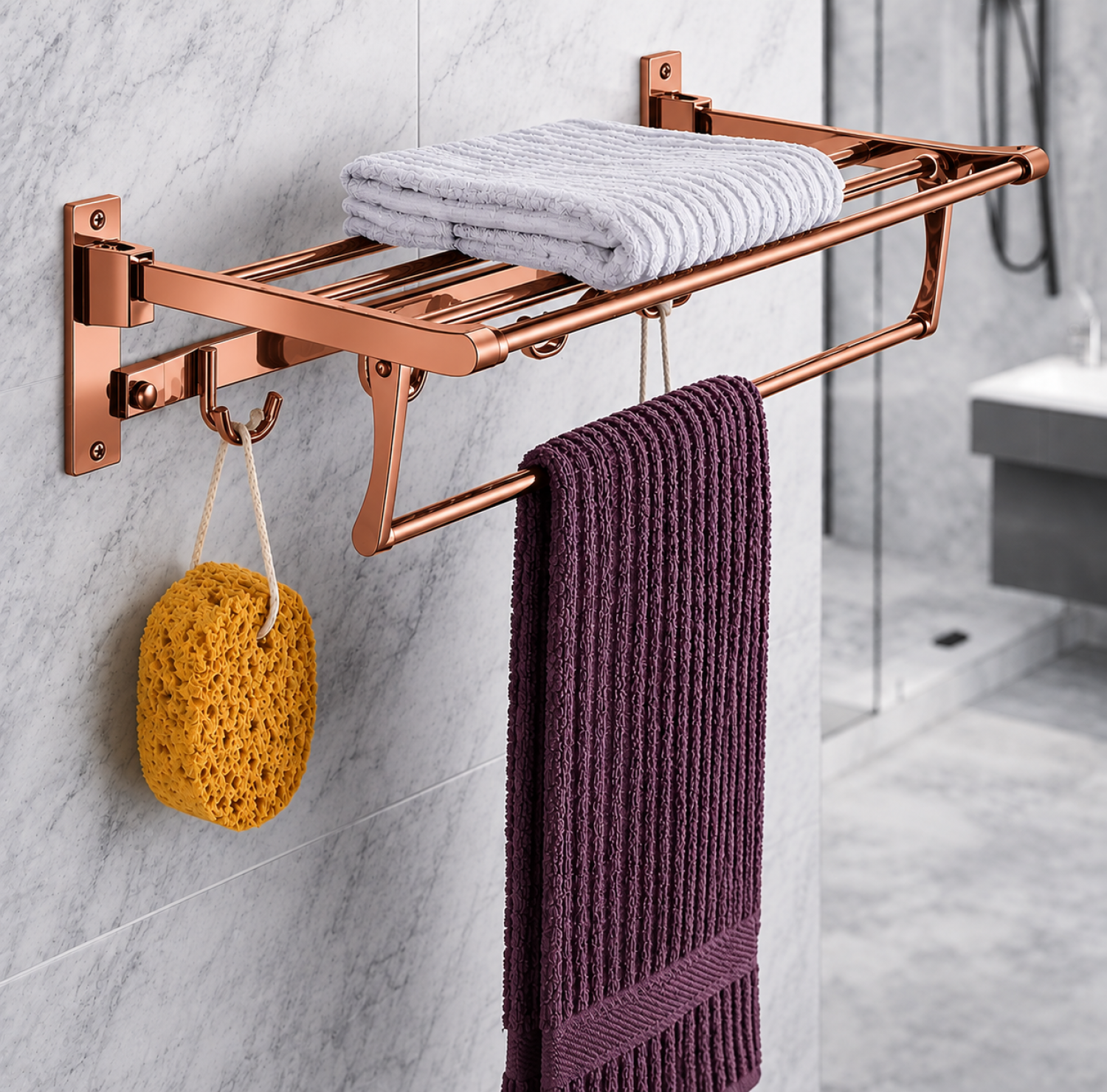 Towel Rack, rose golden towel rack