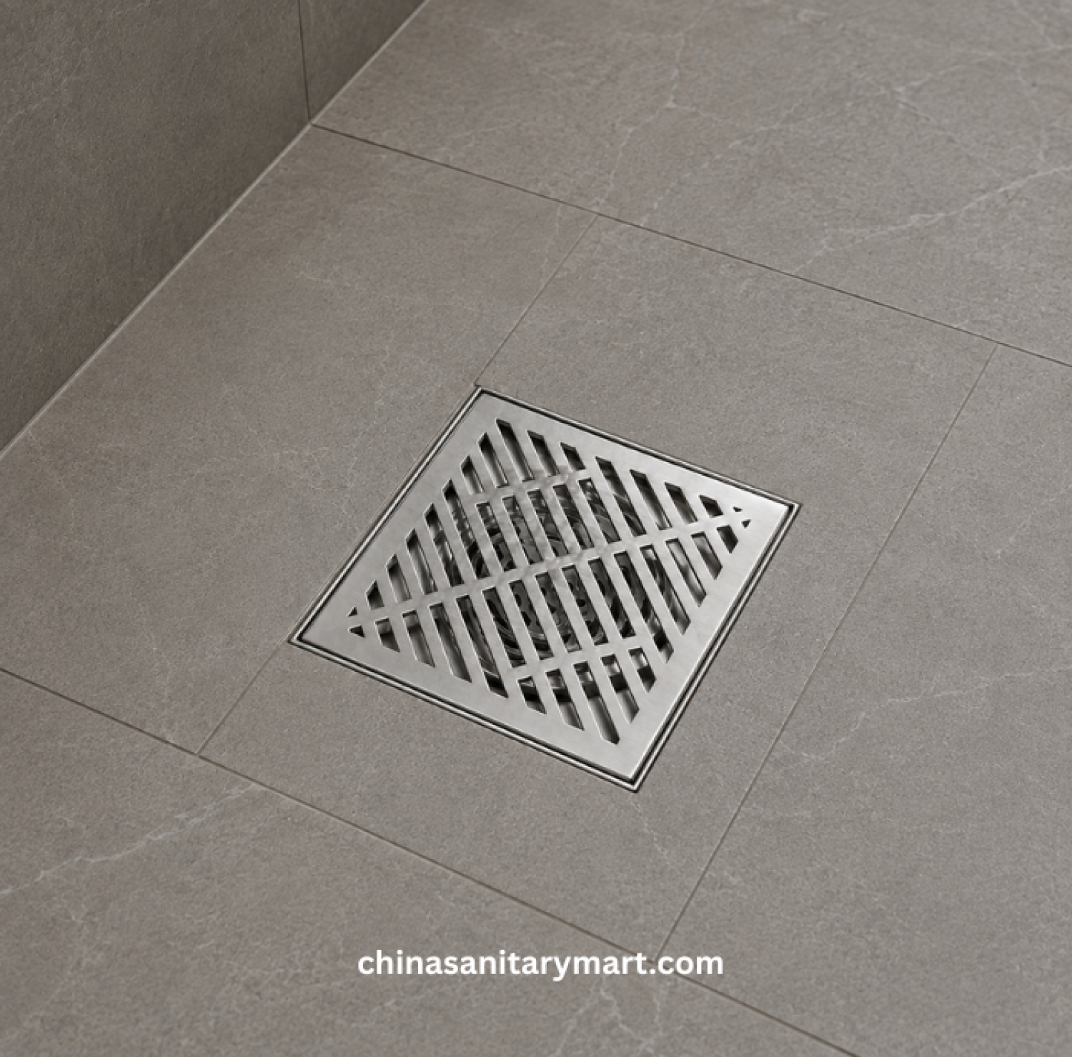 5x5 Inch ENM 203M Matte Floor Drain, square bathroom floor drain, matte floor drain, cross slot floor drain, shower drain, bathroom drainage