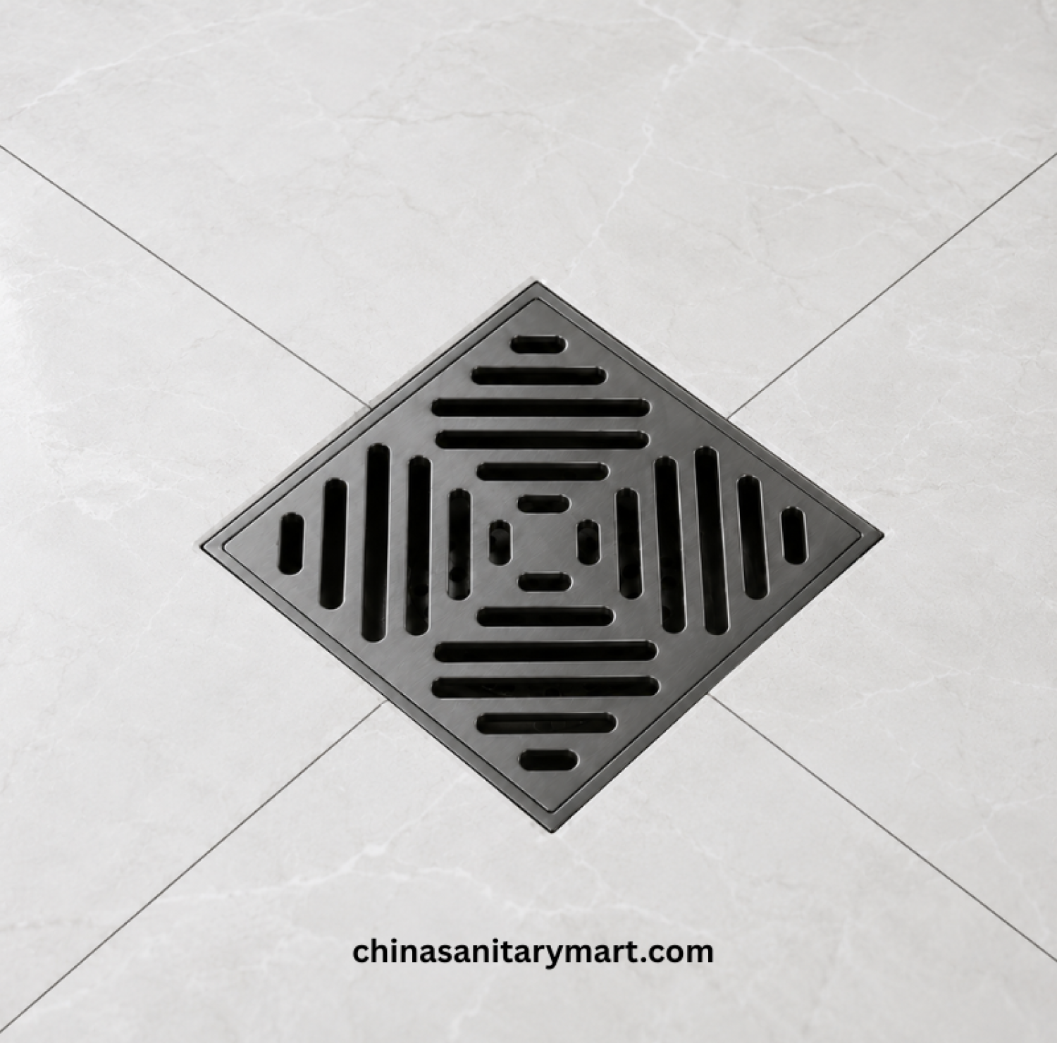 5x5 Inch MCN Heavy M2 Brass Matte Grey Bathroom Floor Drain, MCN brass floor drain, matte grey bathroom drain, heavy duty shower drain