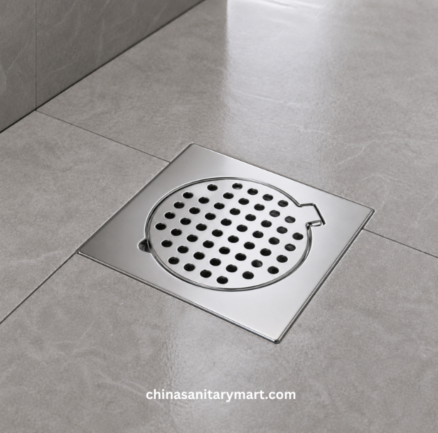 6x6 Inch Dolphin PICC Bathroom Floor Drain, stainless steel floor drain, round perforated bathroom drain, Dolphin PICC drain, shower floor drain