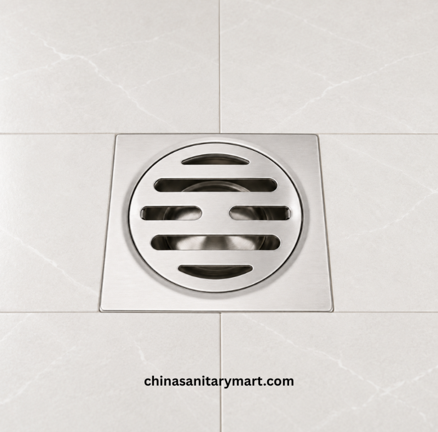 3x3 Inch FT Floor Drain, stainless steel bathroom floor drain, 75x75mm floor drain, round cover drain, shower floor drain, brushed steel bathroom drain