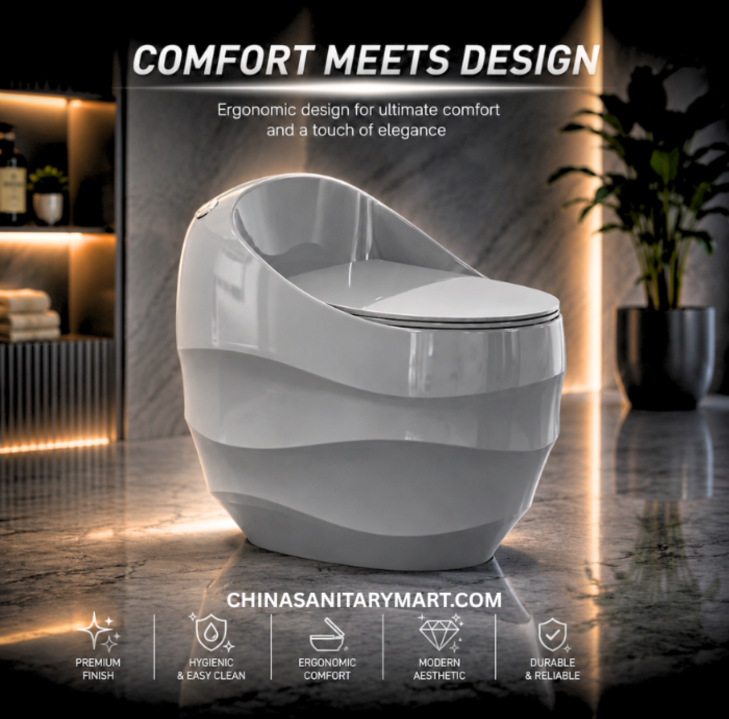 Grey Marble Shed Wave D Commode 26x19x24 Inch, Grey D Shape Commode, Grey Marble Toilet Commode, Shed Wave Commode