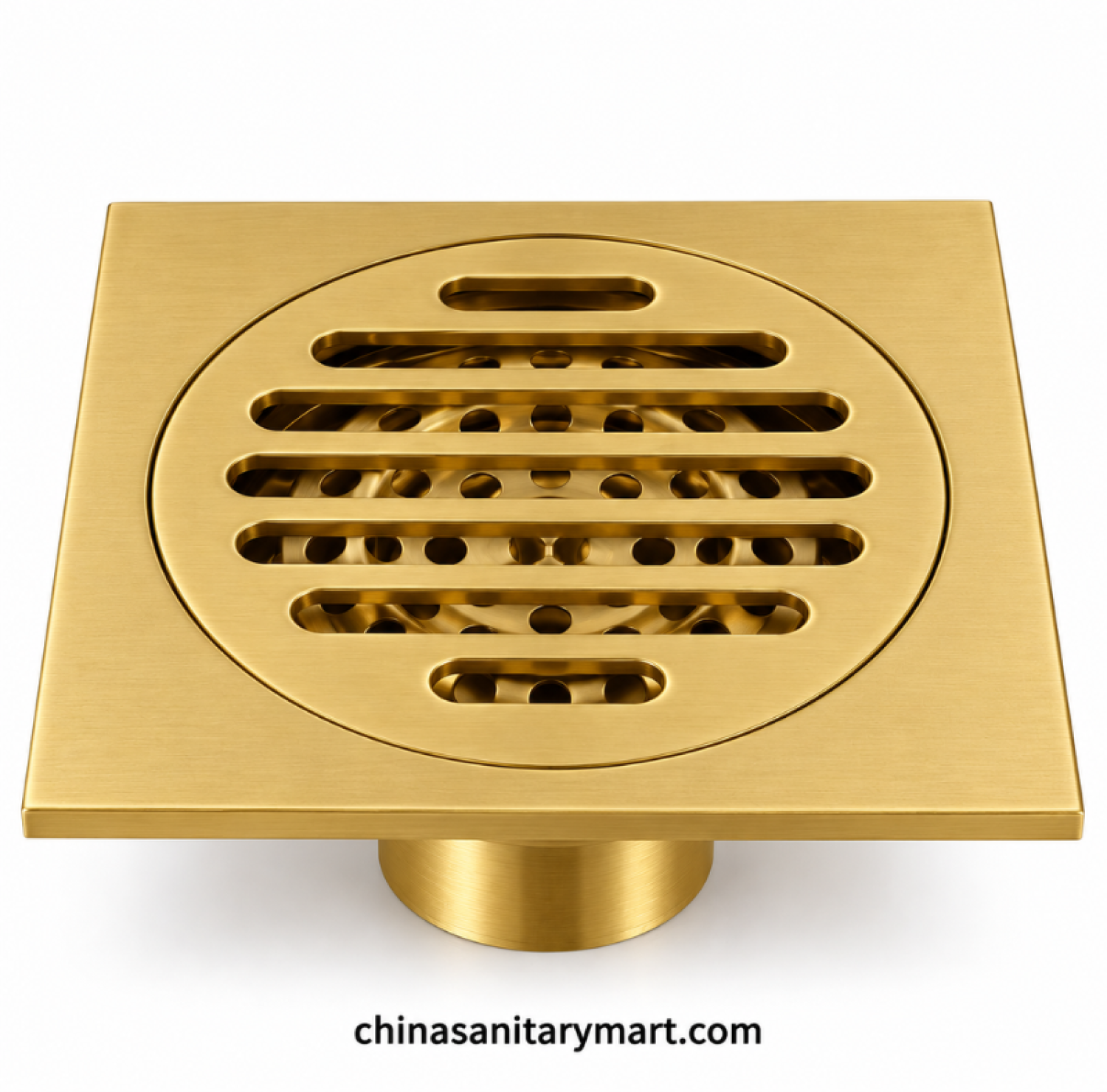 5 inch Ft Model B1 matte golden bathroom floor drain, matte gold square floor drain, slotted bathroom drain cover, China Sanitary Mart
