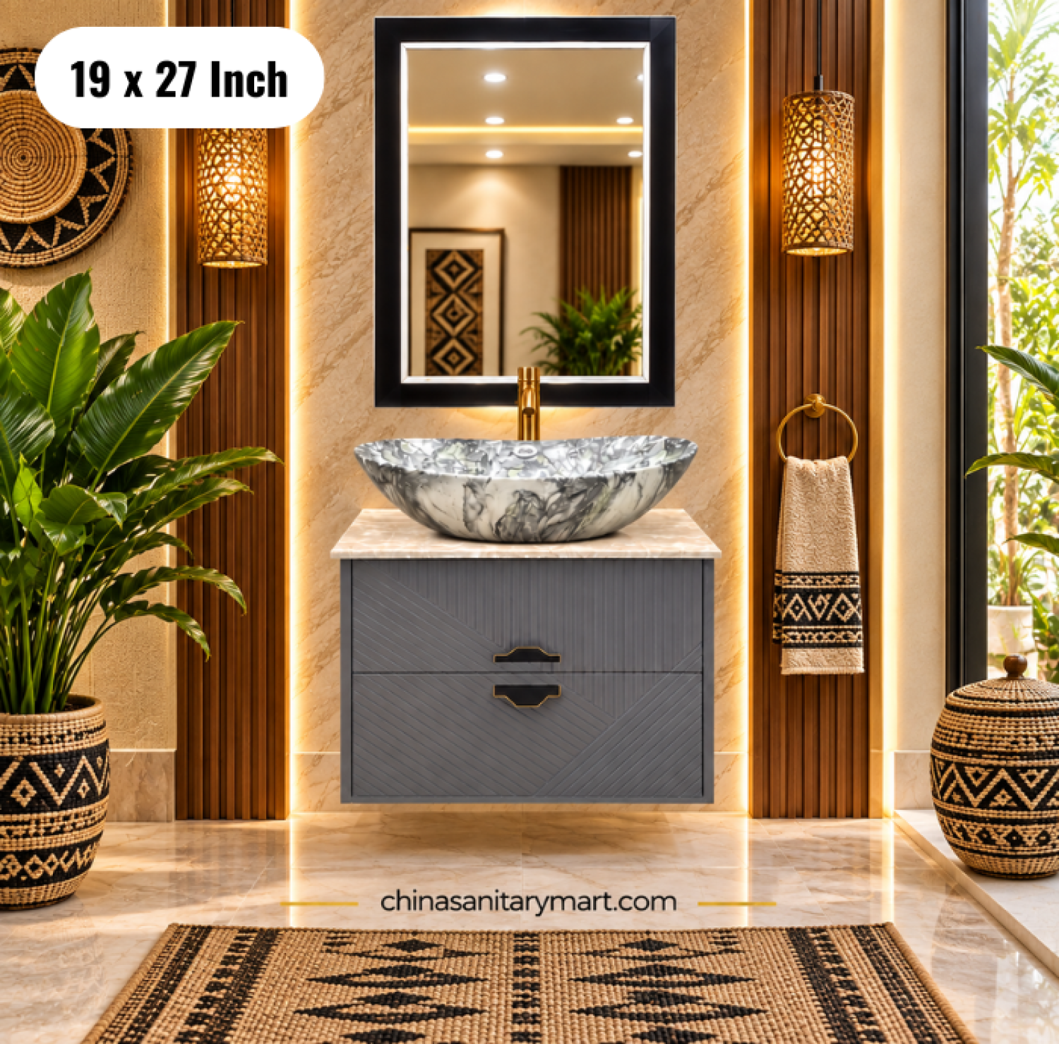 19x27 green basin cabinet, green bathroom vanity with marble basin, green basin cabinet with faucet and mirror, wall mounted bathroom vanity, green bathroom cabinet Bangladesh