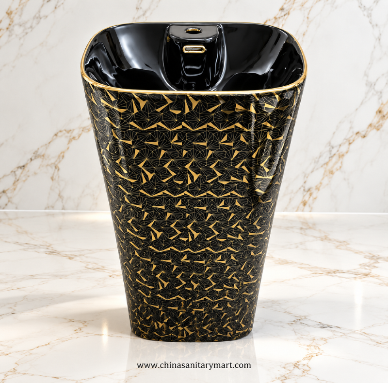 15x18 inch black golden drum basin, black gold countertop basin, luxury drum wash basin, black golden designer basin, modern bathroom drum basin
