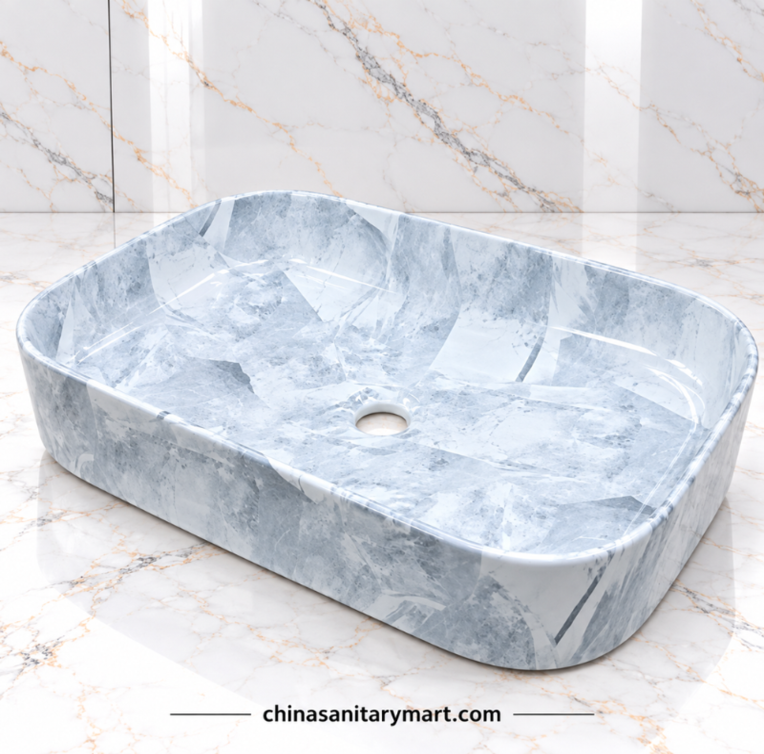 15x22 inch sky blue marble shed top basin, sky blue countertop wash basin, blue marble style bathroom basin, rounded rectangular top basin, designer blue wash basin