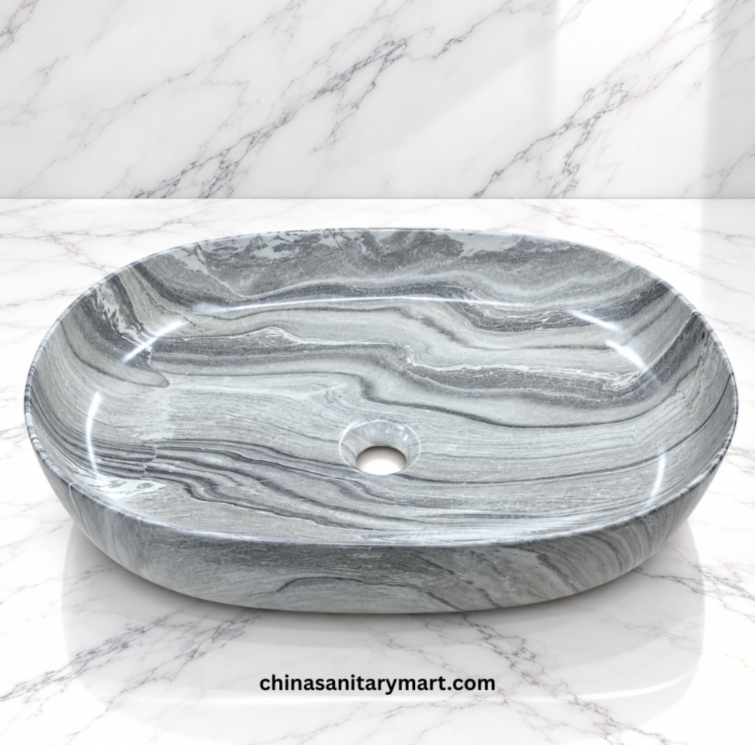 A8310B grey marble shed top basin, 16x23.5 inch grey basin, grey marble countertop wash basin, oval grey top basin, designer marble bathroom basin