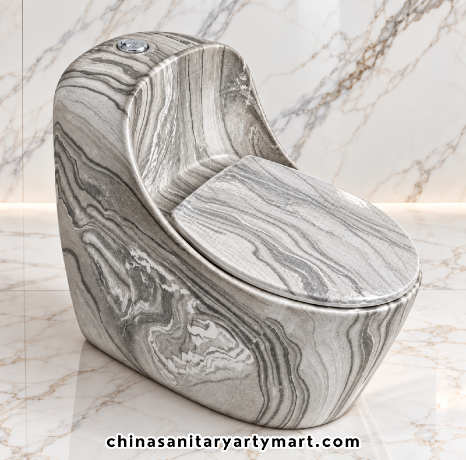 T303MBB grey marble shed commode, Tornado Jet Flush marble toilet, grey marble one piece commode, marble pattern bathroom toilet, designer grey commode