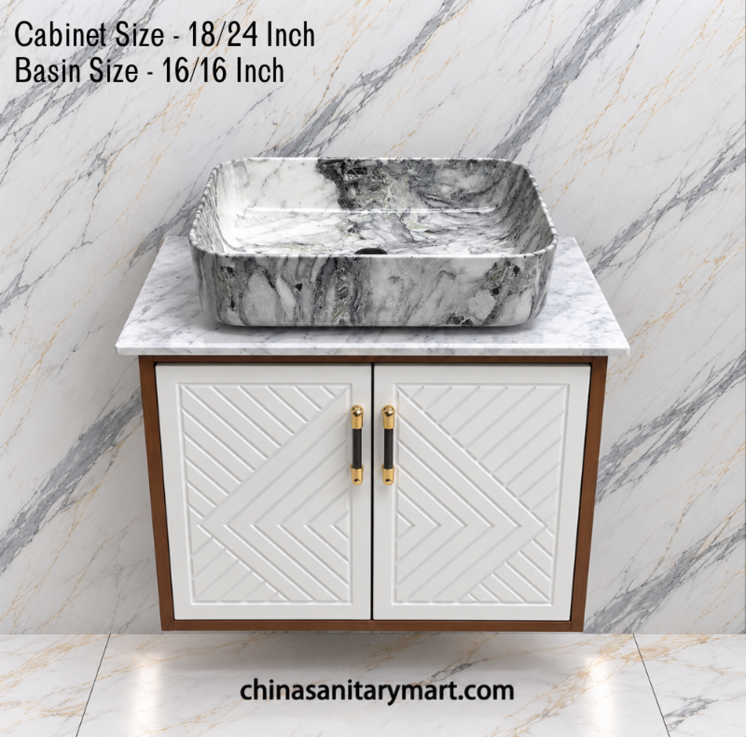 18x24 basin cabinet, 16x16 marble counter basin, white bathroom vanity cabinet, customizable basin cabinet, PVC waterproof vanity, marble slab vanity