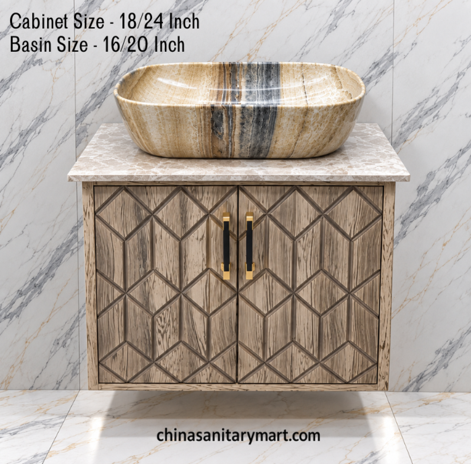18x24 basin cabinet, 16x20 artistic Counter Basin, geometric bathroom vanity, wooden texture cabinet, customizable PVC vanity, marble slab basin cabinet