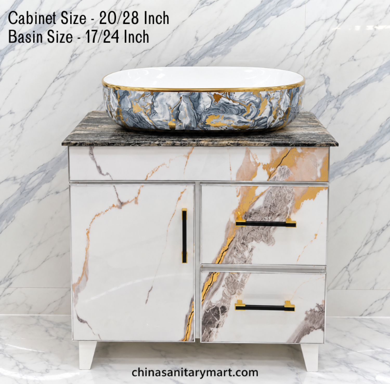 20x28 white marble basin cabinet, 17x24 artistic Counter basin, marble bathroom vanity, white marble shed cabinet, customizable PVC vanity, marble slab basin cabinet