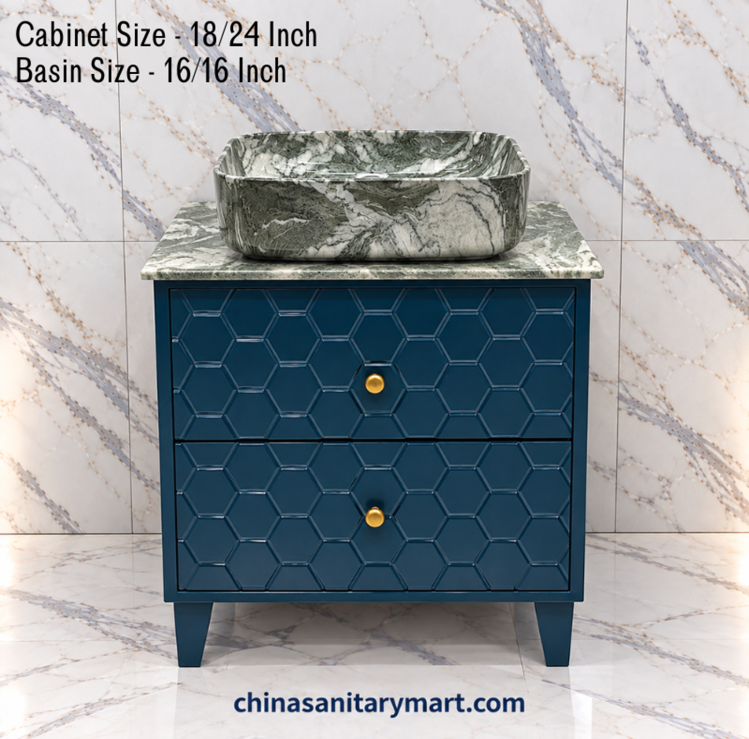 18x24 deep green basin cabinet, 16x16 green marble Counter basin, hexagon pattern bathroom vanity, green marble shed cabinet, customizable PVC basin cabinet, green grey white marble basin