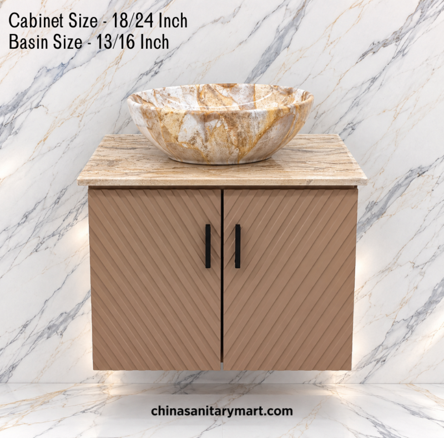 18x24 peach basin cabinet, 13/16 marble Counter Basin, peach bathroom vanity, PVC waterproof basin cabinet, Duco paint vanity, marble slab bathroom cabinet