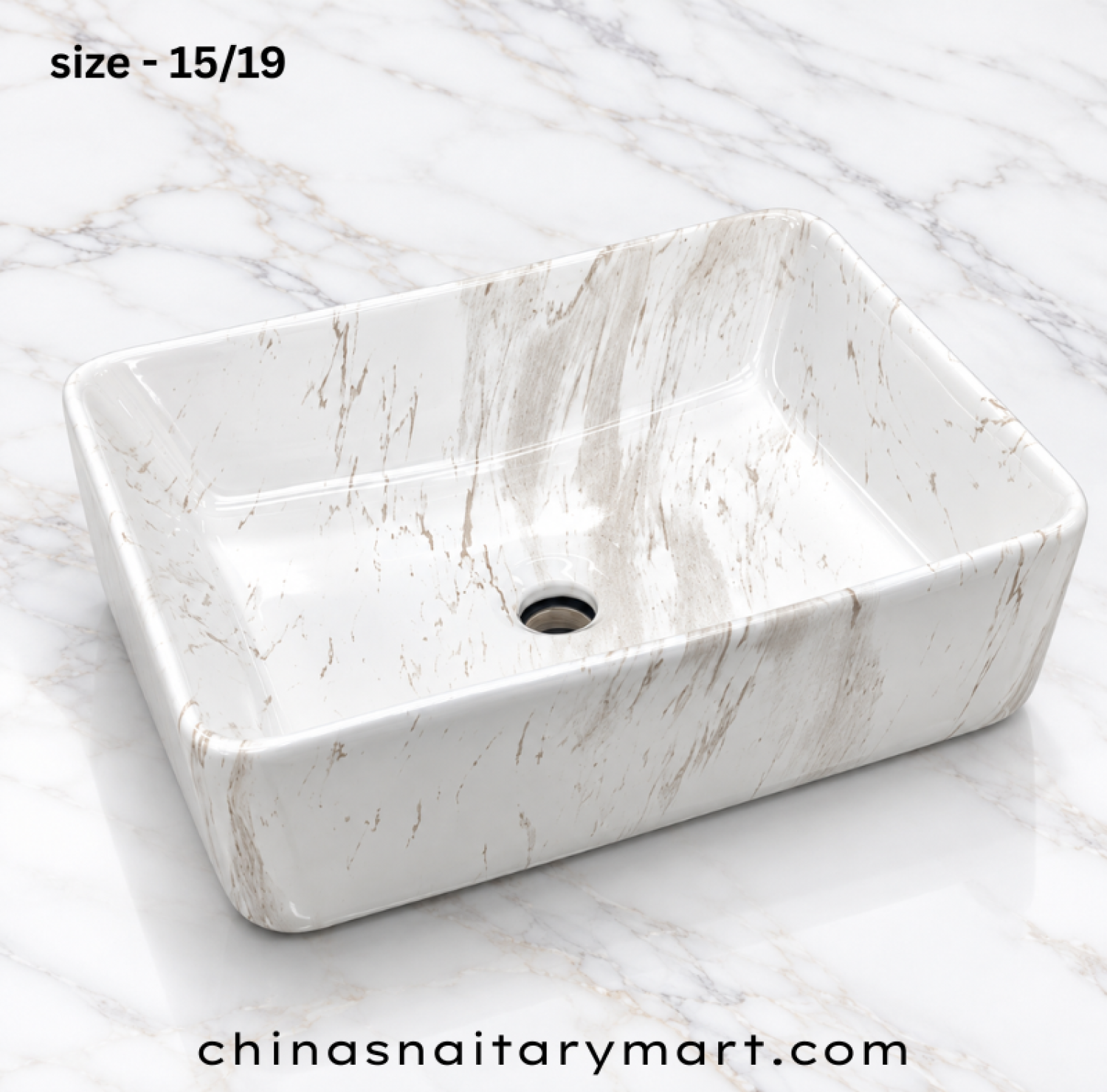 15x19 inch white marble shed top basin, rectangular white marble wash basin, glossy white patterned countertop basin, white beige marble designer basin, modern bathroom top basin