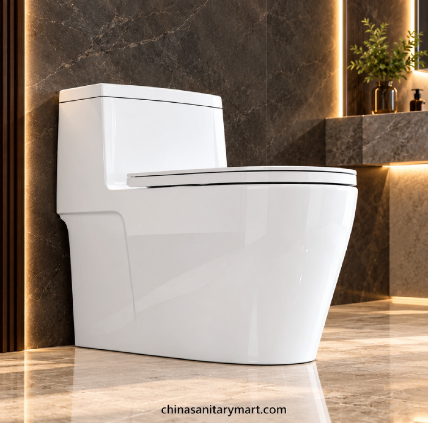 W-580 Tornado Jet Rimless Commode, white one piece toilet, rimless ceramic commode, Tornado Jet Flush toilet, modern floor mounted commode, glossy white bathroom toilet