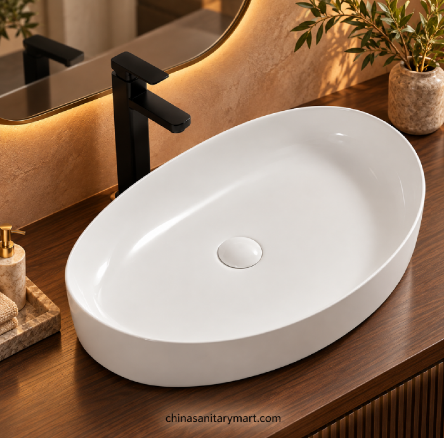 W-8307 premium ceramic countertop basin, 26x16x5 inch wash basin, modern ceramic top basin, bathroom vanity basin, premium countertop wash basin Bangladesh