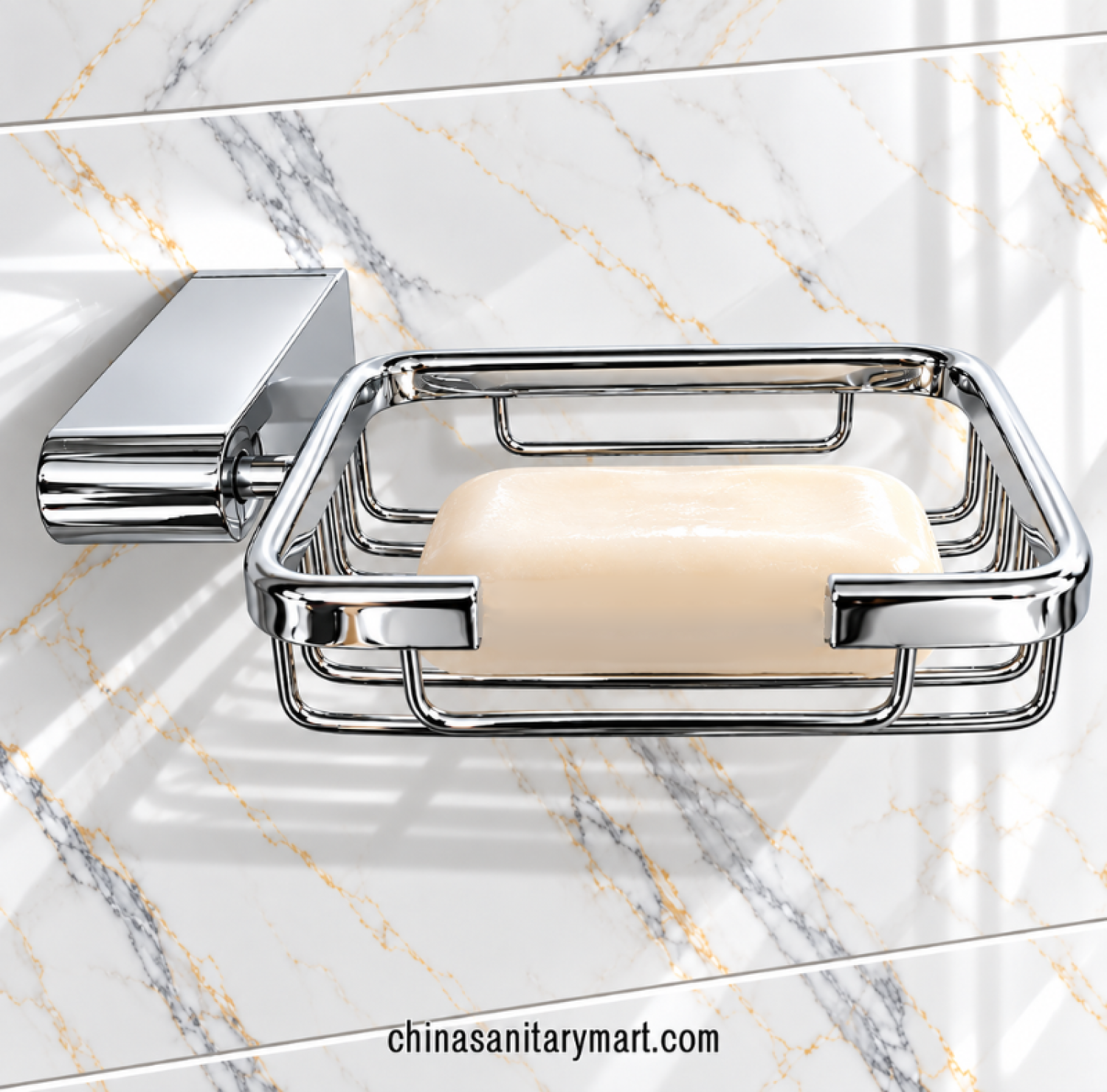 MQ soapcase chrome, wall mounted chrome soap holder, polished chrome wire soap basket, bathroom soap dish, CP bathroom accessories, modern wall mounted soap case